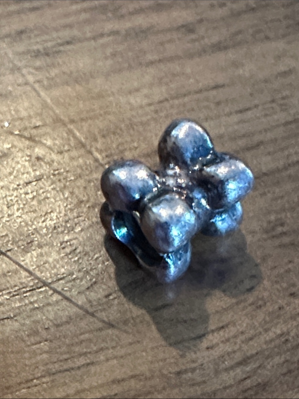 Silver Floral Bead Slide Charm